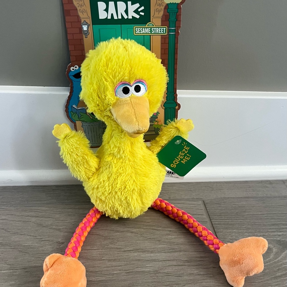 BARK Sesame Street Big Bird Plush Squeaky Dog Toy - Yellow